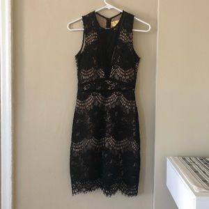 *NEVER WORN * H&M Black Lace Dress with Nude Slip